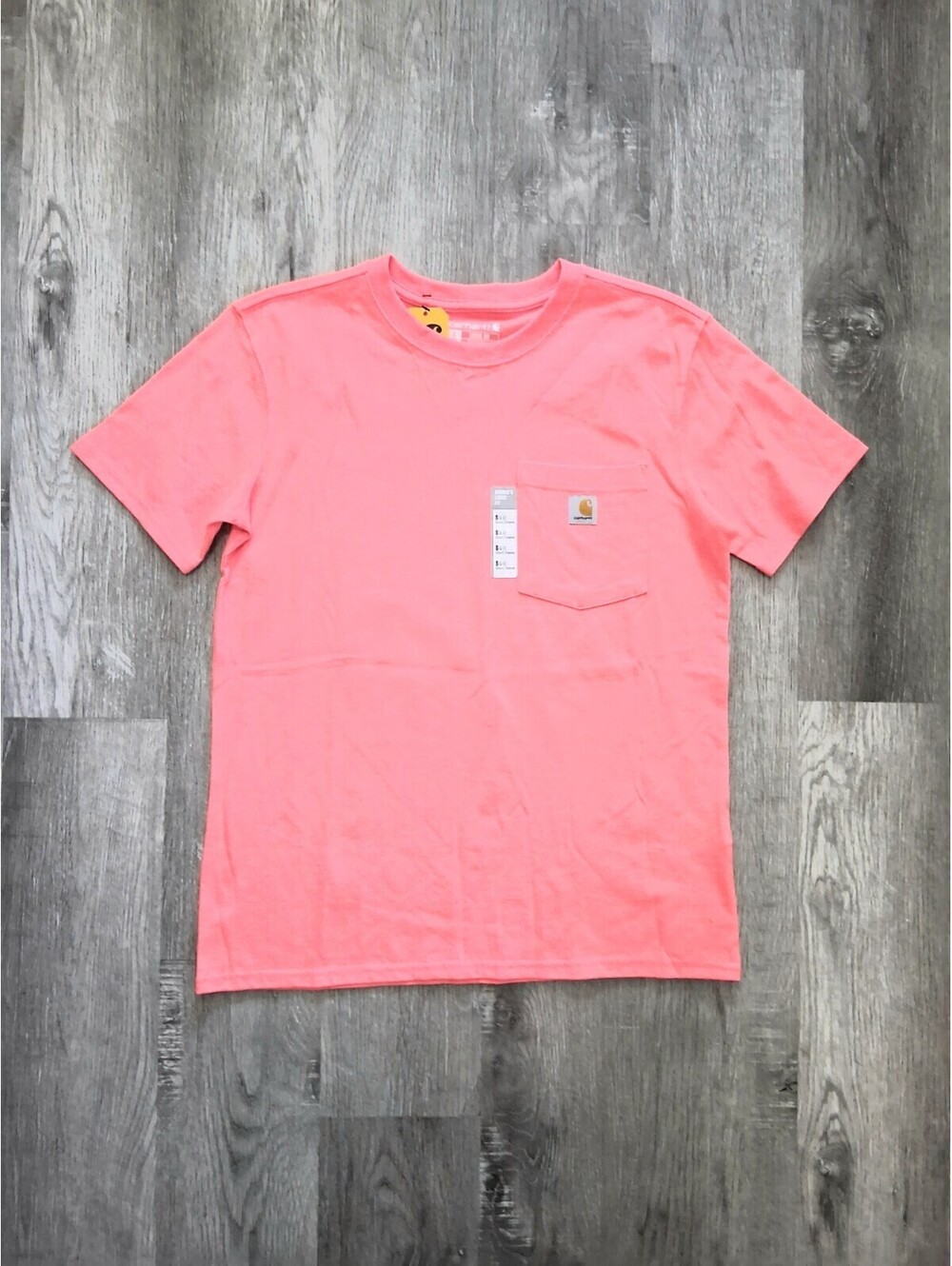 NWT Carhartt Women's K87 Pocket Sz (S) Coral Pink Short Sleeve Loose Fit T-Shirt
